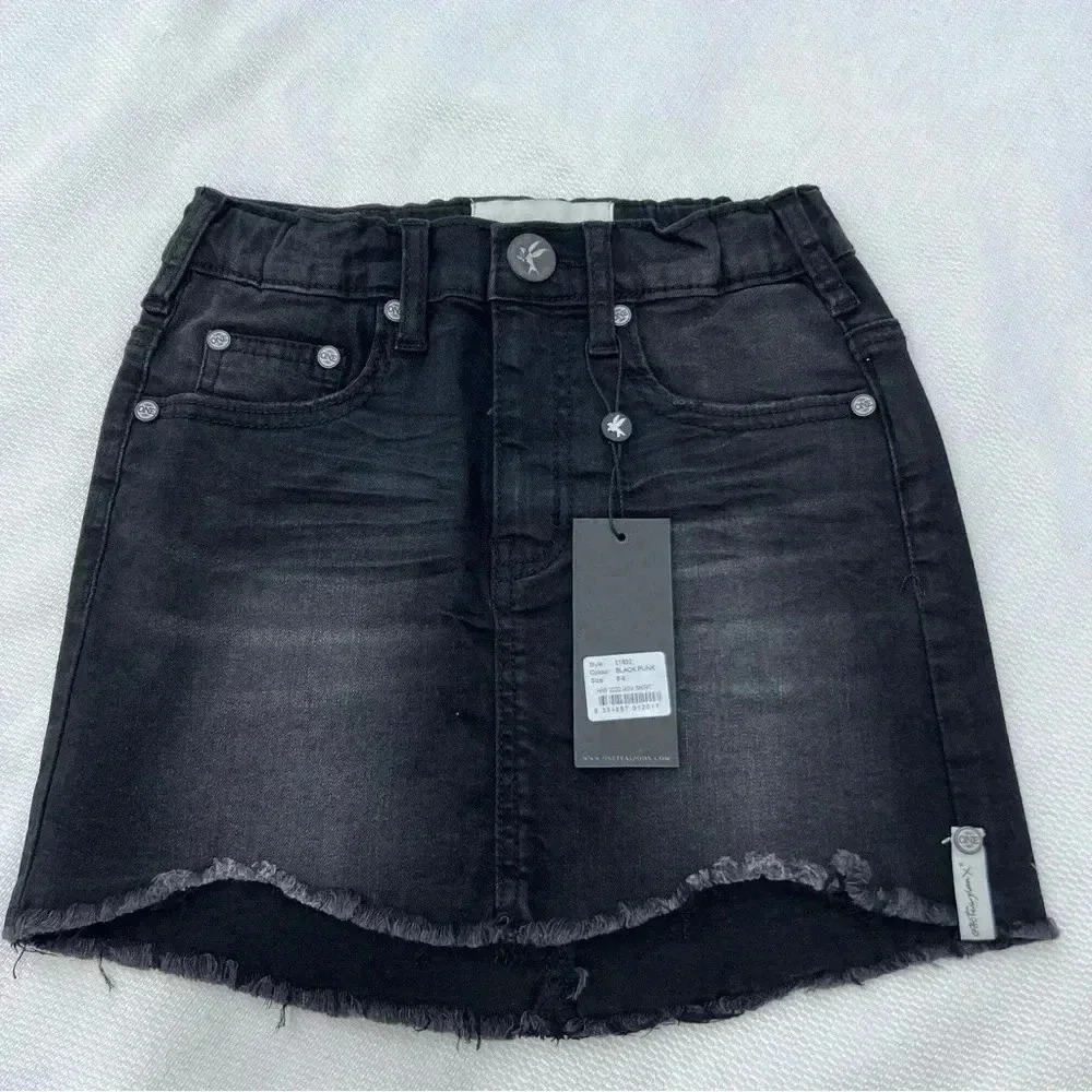 ONE‎ TEASPOON BLACK PUNK 2020 MINI STRETCH HIGH WAIST DENIM SKIRT Size 8-9